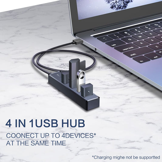 4 Ports H302S USB 3.2 Hub Gen1 for Laptop , Multi Port Expander, Fast Data Transfer USB Splitter Compatible with Windows PC, Mac, Printer, Mobile HDD