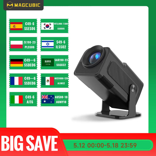 4K Android 11 Projector Native 1080P 390ANSI HY320 Dual Wifi6 BT5.0 1920*1080P Cinema Portable Projetor Upgrated HY300